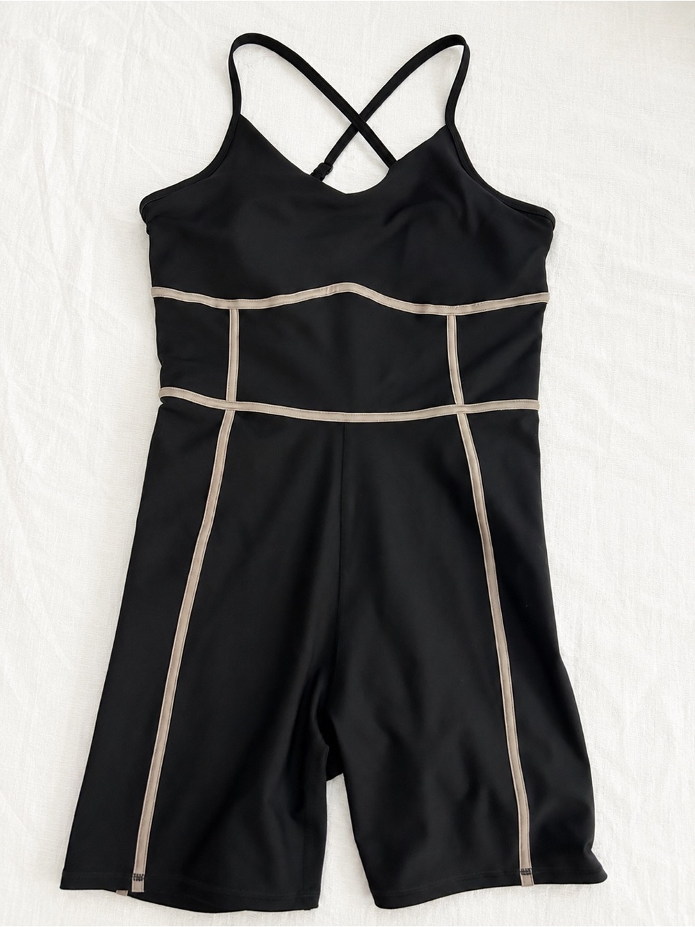 YPB Abercrombie Black Athletic Romper Bodysuit Contrast Trim Size Large